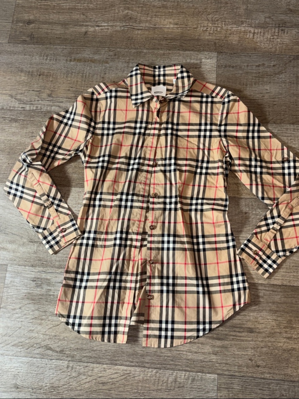 Burberry Beige Plaid Long-Sleeve  Shirt - Classic Check